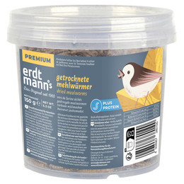 Produktbild von Erdtmanns getrocknete Mehlwürmer 150 g im kleinen Eimer