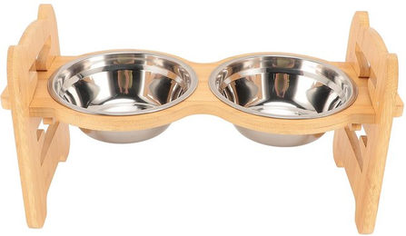 Produktbild von Erhöhter Hundenapfständer 15 Grad geneigt Rutschfest Verstellbarer Hundenapf mit 2 Edelstahlnäpfen
