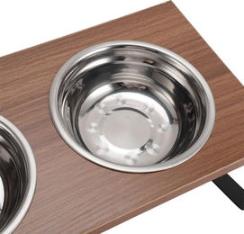 Produktbild von Erhöhter Katzen-Hunde-Futterspender mit doppelten tiefen Edelstahlschüsseln Rutschfest Erhöhte Haustierfutter-Wasserfütterung L(for 6.5-9kg)