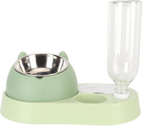 Produktbild von Erhöhter Ständer Futternäpfe Saugheberprinzip 4 in 1 Edelstahl Abnehmbar Verhindert Umkippen Tierfutter grün