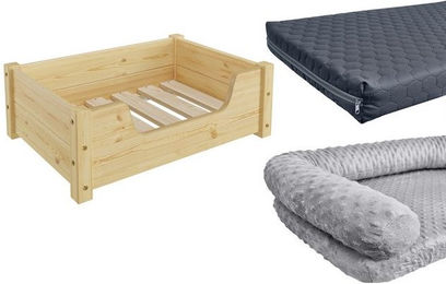 Produktbild von ERST-HOLZ Tierbett Gemütliches Tierbett für Katzen und Hunde 60x40 Kiefer natur