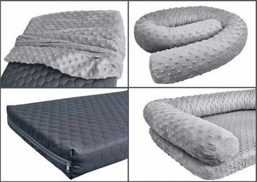 Produktbild von ERST-HOLZ Tierbett Matratze und Polsterkissen Grau für Hundebetten