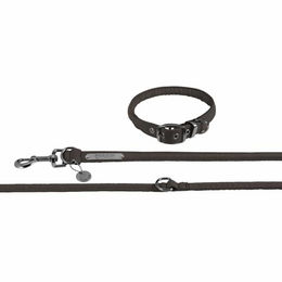 Produktbild von Eskadron Hundeset Faux Leather Teak Brown Halsband und Leine