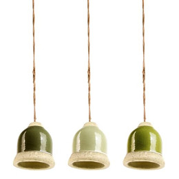 Produktbild von Esschert Design Futterglocke Grüntöne aus Ton und Hanfseil - 1 Stk.