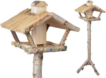 Produktbild von Esschert Design Futterhaus Vogelhaus mit Silo aus Birke auf Ständer