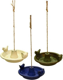 Produktbild von esschert design Hängende Keramik Vogeltränke Ø30 cm mit Vogelfiguren