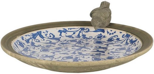 Produktbild von Esschert Design Vogeltränke aus Keramik blau-weiß Ø 34 cm