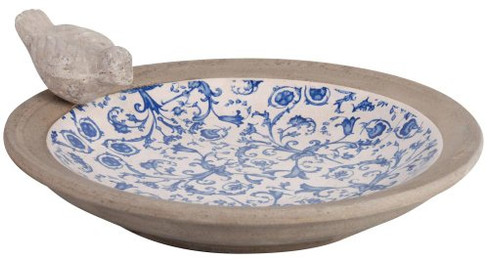 Produktbild von Esschert Design Vogeltränke aus Keramik blau-weiß Ø 34 cm - 3 x 34 cm
