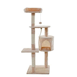 ESTEXO Kratzbaum Katzenbaum Katzenkratzbaum 112 cm Kletterbaum Spielbaum Beige – Bild 1 von 9