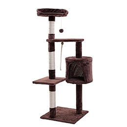 ESTEXO Kratzbaum Katzenbaum Katzenkratzbaum 112 cm Kletterbaum Spielbaum Braun – Bild 1 von 9