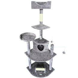 ESTEXO Kratzbaum Katzenkratzbaum Eck Katzenbaum 163 cm Spielbaum Kletterbaum Grau – Bild 1 von 9