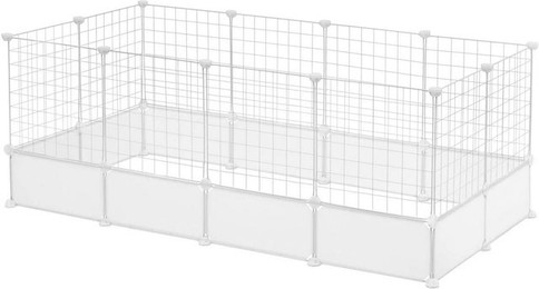 Produktbild von EUGAD Freigehege für Kaninchen und Meerschweinchen Weiß 142x71x53 cm