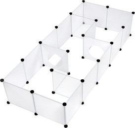 Produktbild von EUGAD Freigehege Kleintiergehege für drinnen Weiß + Transparent