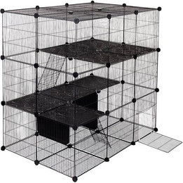 Produktbild von EUGAD Freigehege Laufstall mit Tür und Leiter 109x74x109 cm Schwarz