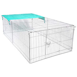 Produktbild von EUGAD Freigehege mit Sonnenschutz für Kleintiere 216x65x116 cm