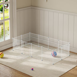 Produktbild von EUGAD Freigehege mit Tür DIY 12 Platten 142x36x72 cm