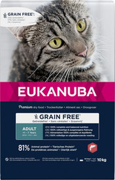 Produktbild von Eukanuba Adult Grain Free Reich an Lachs Katzenfutter trocken - 10 kg