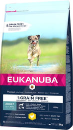 Produktbild von Eukanuba Grain Free Adult Small / Medium Breed Huhn - 2 x 3 kg