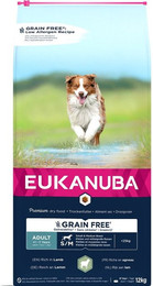 Produktbild von Eukanuba Grain Free Adult Small & Medium Breed Lamm - 12 kg