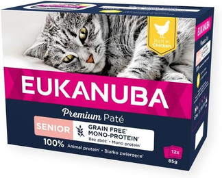 Produktbild von EUKANUBA Grain Free Senior Katzenfutter Nass mit Huhn - 12 x 85 g