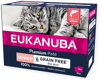 Produktbild von EUKANUBA Grain Free Senior Katzenpastete Lachs - 12 x 85 g