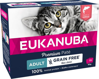 Produktbild von EUKANUBA Katzenfutter nass getreidefrei mit Lachs für ausgewachsene Katzen - 12 x 85 g