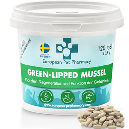 Produktbild von European Pet Pharmacy Grünlippmuschel Gelenktabletten für Hunde und Katzen mit Glucosamin Chondroitin - 120 Stk.
