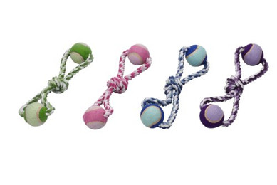 Produktbild von Europet Bernina Hundespielzeug 2 Tennisbälle am Baumwollseil - 260 g