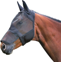 Produktbild von Euroriding Fliegenmaske Comfort Fliegenschutz schwarz mit Nasenschutz Pony