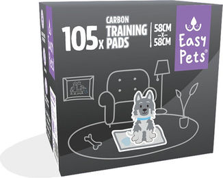 EasyPets Carbon Hundewelpen-Trainingspads Welpenunterlagen Schwarz 58 x 58 cm 105 Stück – Bild 1 von 1