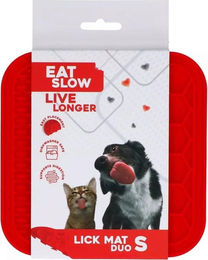 Eat Slow Live Longer Duo Leckmatte aus Silikon Größe S Rot – Bild 1 von 4