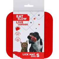 Produktbild von Eat Slow Live Longer Duo Leckmatte aus Silikon Größe S Rot