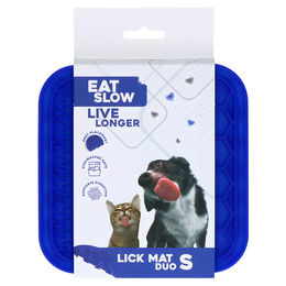 Eat Slow Live Longer Duo Leckmatte aus Silikon mit Noppen und Waben Blau Größe M – Bild 1 von 3
