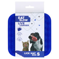 Produktbild von Eat Slow Live Longer Duo Leckmatte aus Silikon mit Noppen und Waben Blau Größe M