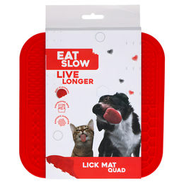 Produktbild von Eat Slow Live Longer Intelligenzspielzeug Schleckmatte Quartett rot aus Silikon 20 x 20 cm