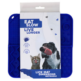 Eat Slow Live Longer Leckmatte für Hunde aus Silikon Blau 21 x 21 cm – Bild 1 von 3
