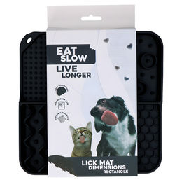 Eat Slow Live Longer Leckmatte für Hunde aus Silikon Grau 21 x 21 cm – Bild 1 von 3