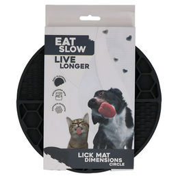 Eat Slow Live Longer Leckmatte für Hunde aus Silikon Grau Durchmesser 21 cm – Bild 1 von 4