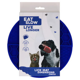 Eat Slow Live Longer Leckmatte für Hunde aus Silikon in Blau mit 21 cm Durchmesser – Bild 1 von 4