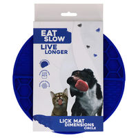 Produktbild von Eat Slow Live Longer Leckmatte für Hunde aus Silikon in Blau mit 21 cm Durchmesser