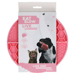 Eat Slow Live Longer Leckmatte für Hunde aus Silikon rosa Durchmesser 21 cm – Bild 1 von 4