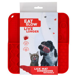 Eat Slow Live Longer Leckmatte für Hunde aus Silikon Rot 21 x 21 cm – Bild 1 von 3