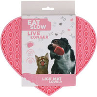 Produktbild von Eat Slow Live Longer Leckmatte in Herzform aus Silikon Rosa