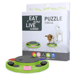 Eat Slow Live Longer Puzzle Circle Hundespielzeug Intelligenzspielzeug aus Kunststoff in Grün Bunt – Bild 1 von 7