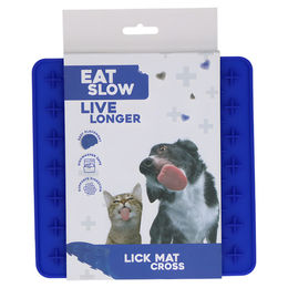 Produktbild von Eat Slow Live Longer Schleckmatte aus Silikon Blau 19 x 19 cm