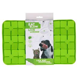 Eat Slow Live Longer Schleckmatte aus Silikon Flower Grün 21 x 34 cm – Bild 1 von 3