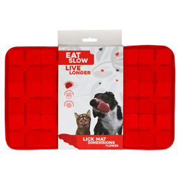 Eat Slow Live Longer Schleckmatte aus Silikon Flower Rot 21 x 34 cm – Bild 1 von 4