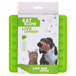 Produktbild von Eat Slow Live Longer Schleckmatte aus Silikon mit Kreuzen Grün 19 x 19 cm Intelligenzspielzeug