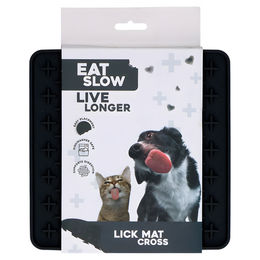 Eat Slow Live Longer Schleckmatte aus Silikon mit Kreuzen in Anthrazit 19 x 19 cm – Bild 1 von 1