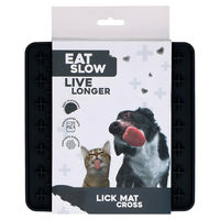 Produktbild von Eat Slow Live Longer Schleckmatte aus Silikon mit Kreuzen in Anthrazit 19 x 19 cm